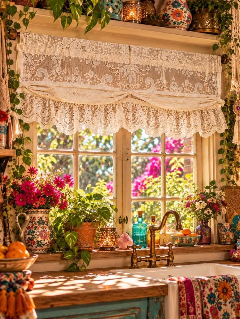 4/$15 White Lace Valance Vintage Cottagecore Grandmacore Shabby Chic Romantic